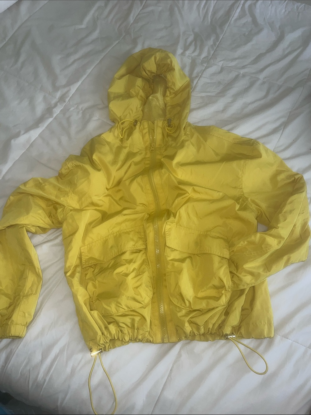 Old Navy Yellow Hooded Windbreaker Jacket